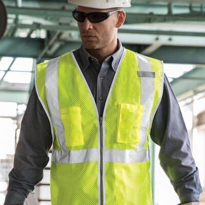 Unisex Premium Brilliant Series® Three-Pocket Zippered Mesh Vest Thumbnail