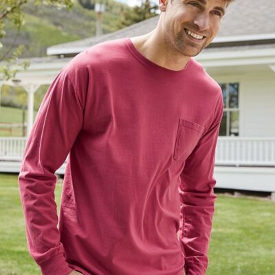 Unisex Garment-Dyed Long Sleeve T-Shirt With a Pocket Thumbnail
